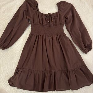Brown Long Sleeve Dress